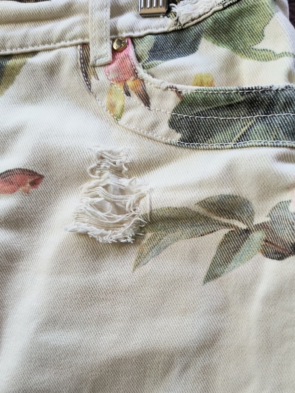 Vintage Y2K Roberto Cavalli Floral Tiger Print Denim Distressed Mini Skirt Sz S - Picture 8 of 17